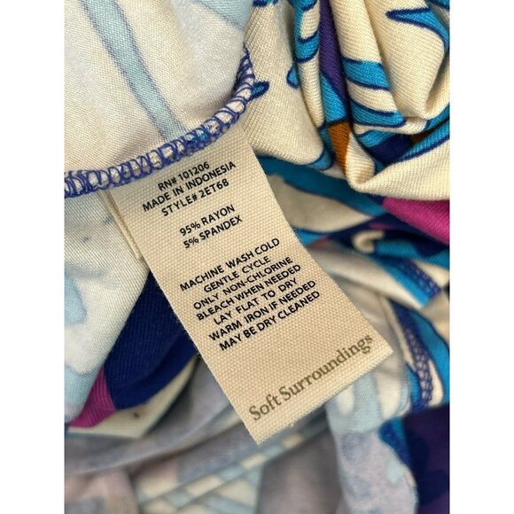 Soft Surroundings Women's Pink Blue Tropical Print Maxi Dress Medium Summer - Picture 5 of 5
